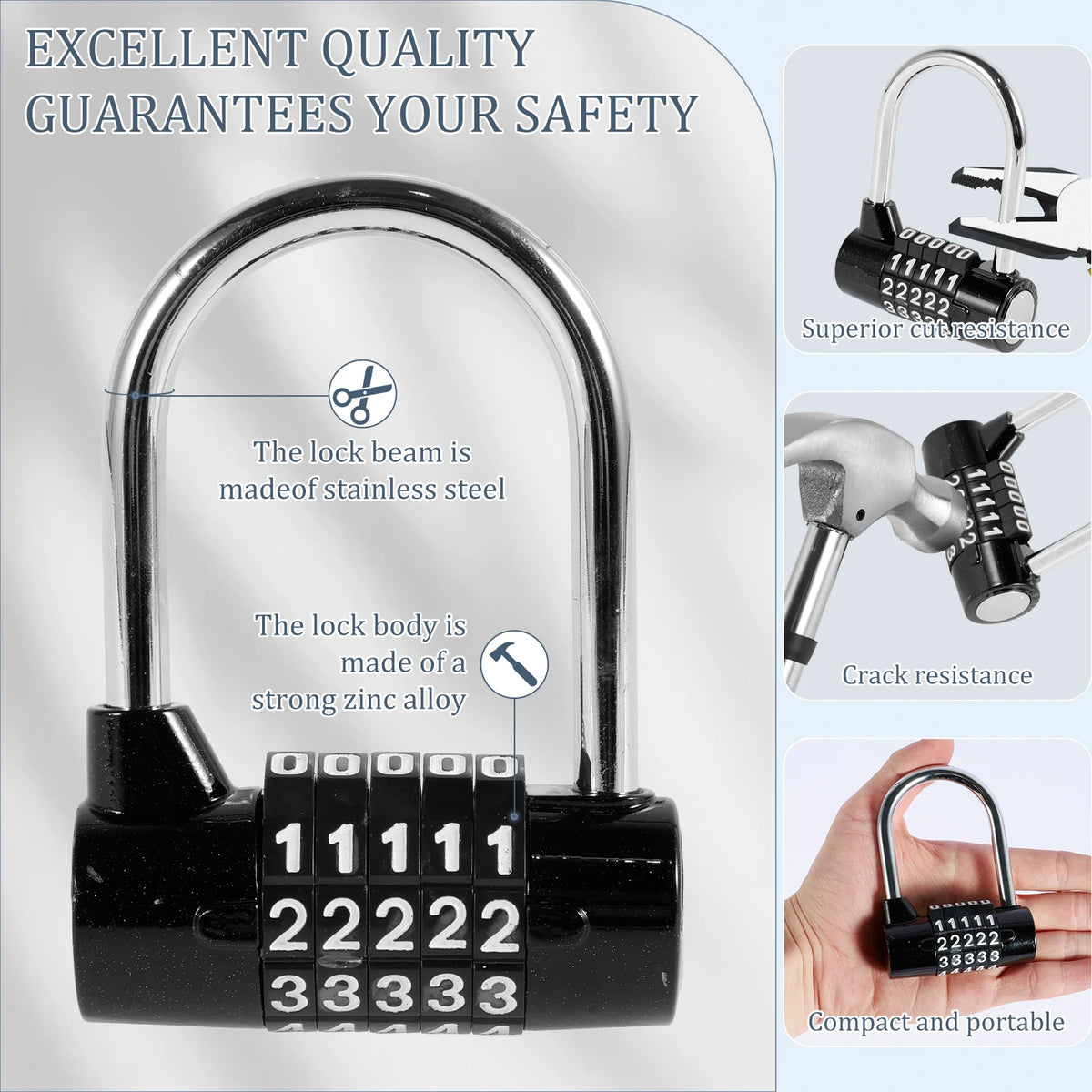 5-Digit Combination Padlock – Resettable Zinc Alloy Lock Combination Padlock Richie's