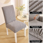 3D Leaf Jacquard Stretch Dining Chair Cover – Elastic Slipcover Chair Slipcover Richie's Grey-Coffee