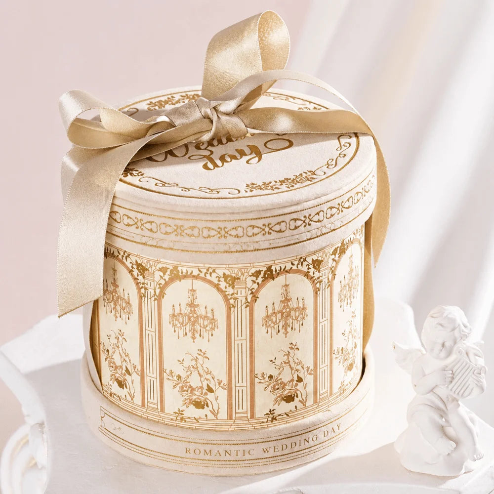 Round Gift Box with Ribbon | Wedding Favor Packaging Box Gift Box Richie's