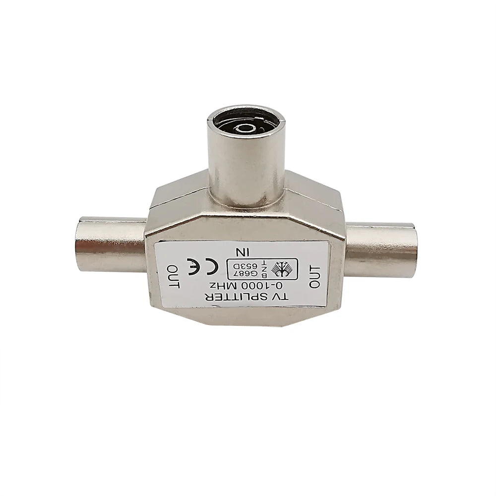 Metal 2-Way TV Coaxial Antenna Splitter – Female to 2x Male Tee Coaxial Splitter Adapter Richie's