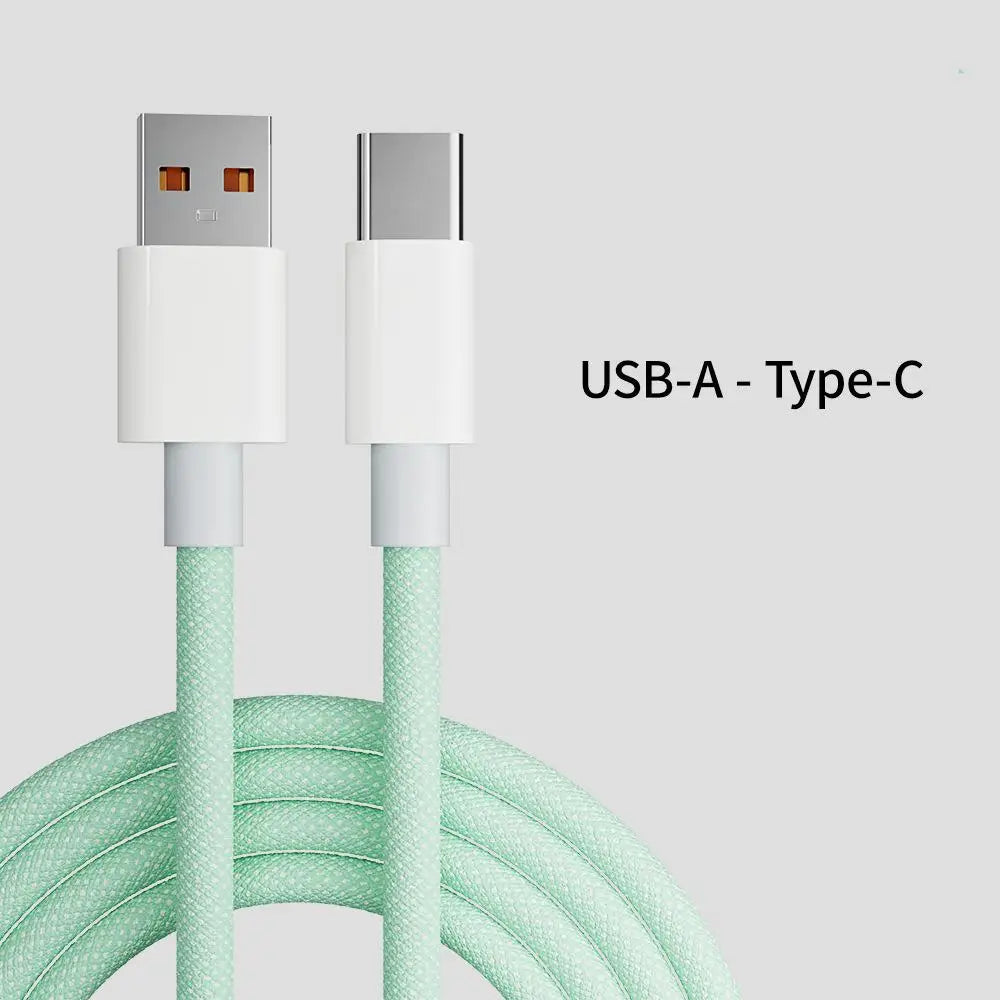 FUCHU 6A Braided USB-A to USB-C Fast Charging Cable 1M 2M USB-C Charging Cable Richie's Green 2m