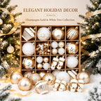 42Pcs Shatterproof Christmas Ornaments – Champagne Gold & White Christmas Ornament Set Richie's