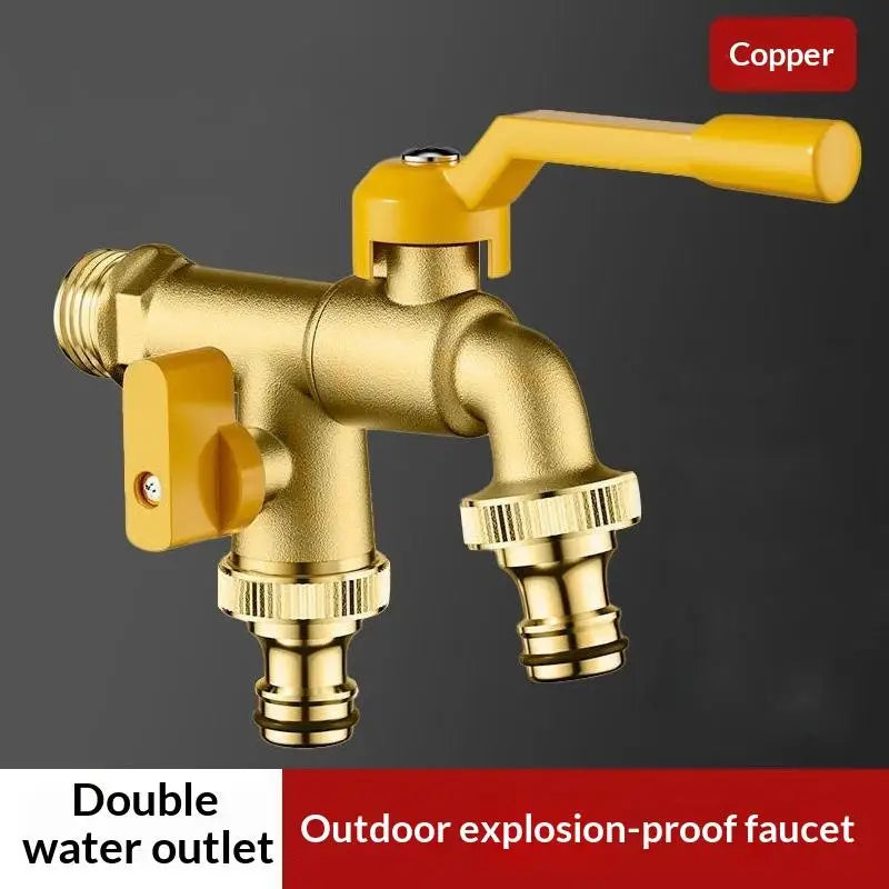2-Way Freeze-Proof Outdoor Garden Faucet – Dual Outlet Zinc Alloy Garden Water Faucet Richie's B
