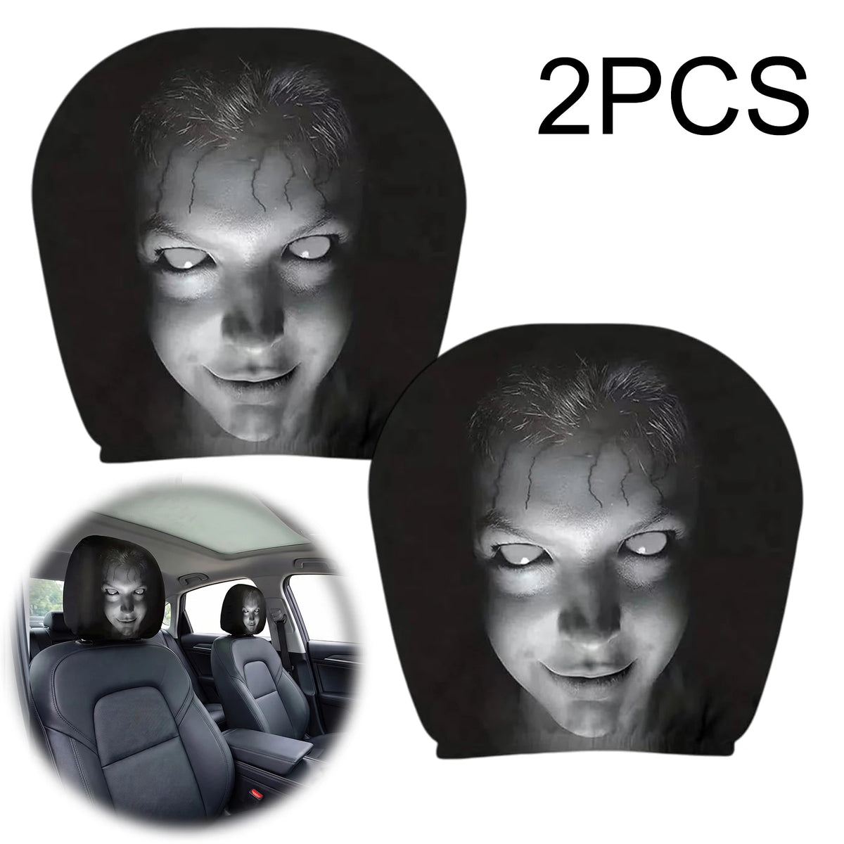 Halloween Scary Face Car Headrest Covers – 2-6 Pcs Universal Car Headrest Covers Richie's 2PCS