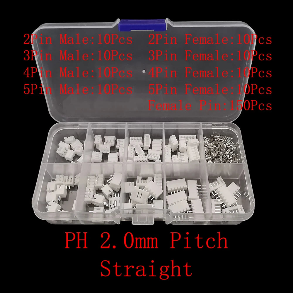 JST Connector Kit – Multi-Pitch Male & Female Housing Terminal Set Connector Terminal Kit Richie's PH 2.0mm Straight