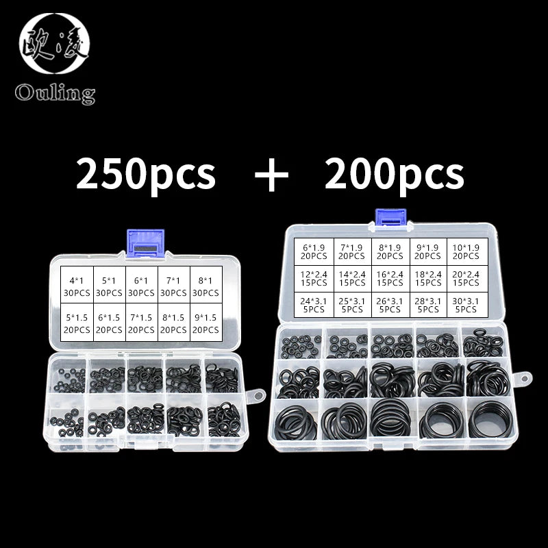 NBR Nitrile O-Ring Assortment Kit – Oil & Water Resistant Gaskets O-Ring Gasket Kit Richie's BNB200-250 mix box