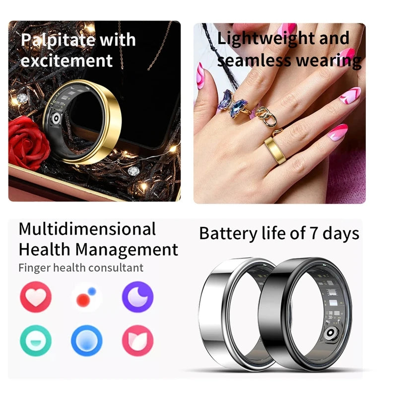 Smart Ring Heart Rate Sleep Tracker 5ATM Waterproof Steel Smart Health Ring Richie's