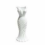 3D Printed Gown-Shaped Flower Vase | Elegant Dress Design Decorative Vase Richie's White
