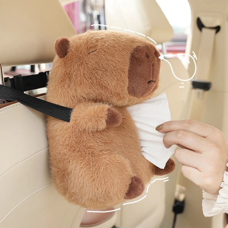 Cute Capybara Plush Tissue Box Cover – Car & Desk Holder Plush Tissue Holder Richie's Default Title