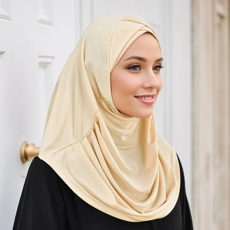 Women's Jersey Hijab Underscarf Inner Cap – Solid Neck Cover Hijab Underscarf Cap Richie's EHL122-03