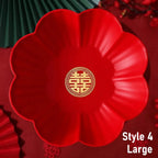 Chinese Red Festive Serving Tray – Wedding & Banquet Plate Decorative Serving Tray Richie's Style 4 Dia 26cm