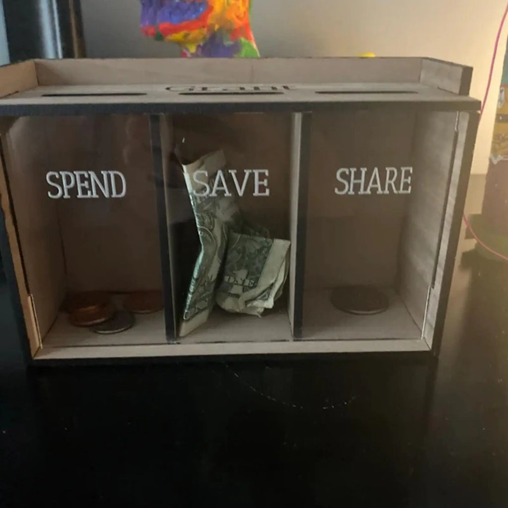 Wooden 3-Compartment Coin Bank Box with Removable Lid Wooden Coin Bank Richie's