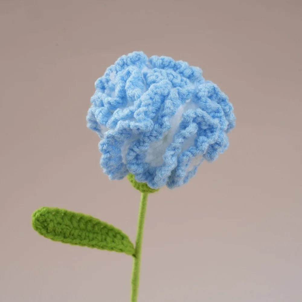 Handmade Crochet Carnation Bouquet – Colorful Knit Wool Flowers Crochet Flower Bouquet Richie's Gradient Blue