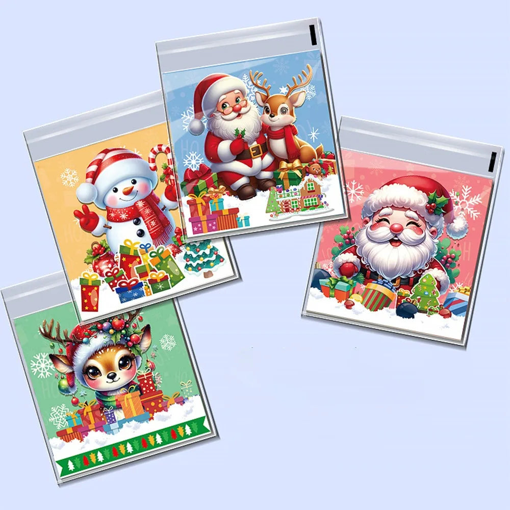 100 Pcs Christmas Candy Cookie Bags – Self-Adhesive Xmas Bags Christmas Gift Bags Richie's B 10x10cm