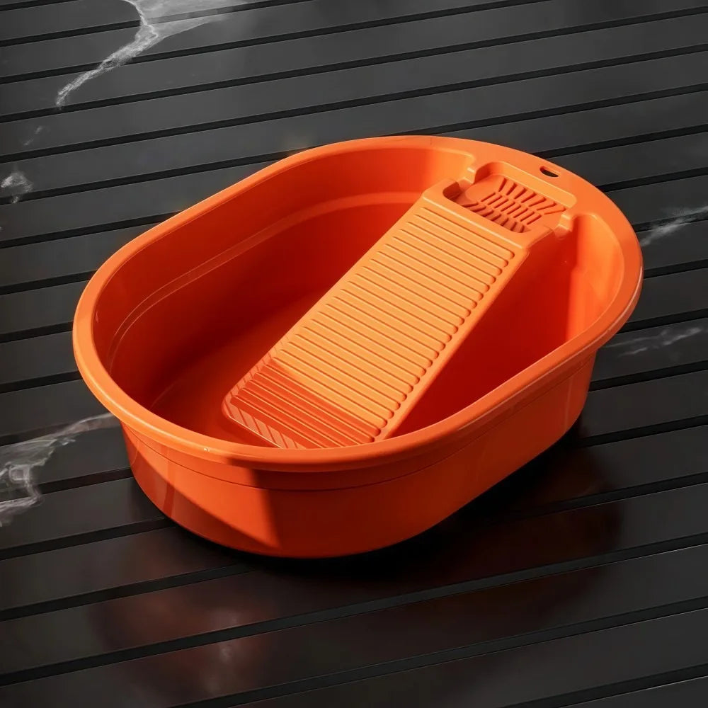 2-in-1 Washboard Basin Large Plastic Laundry Tub Hand Washing Laundry Washboard Tub Richie's B
