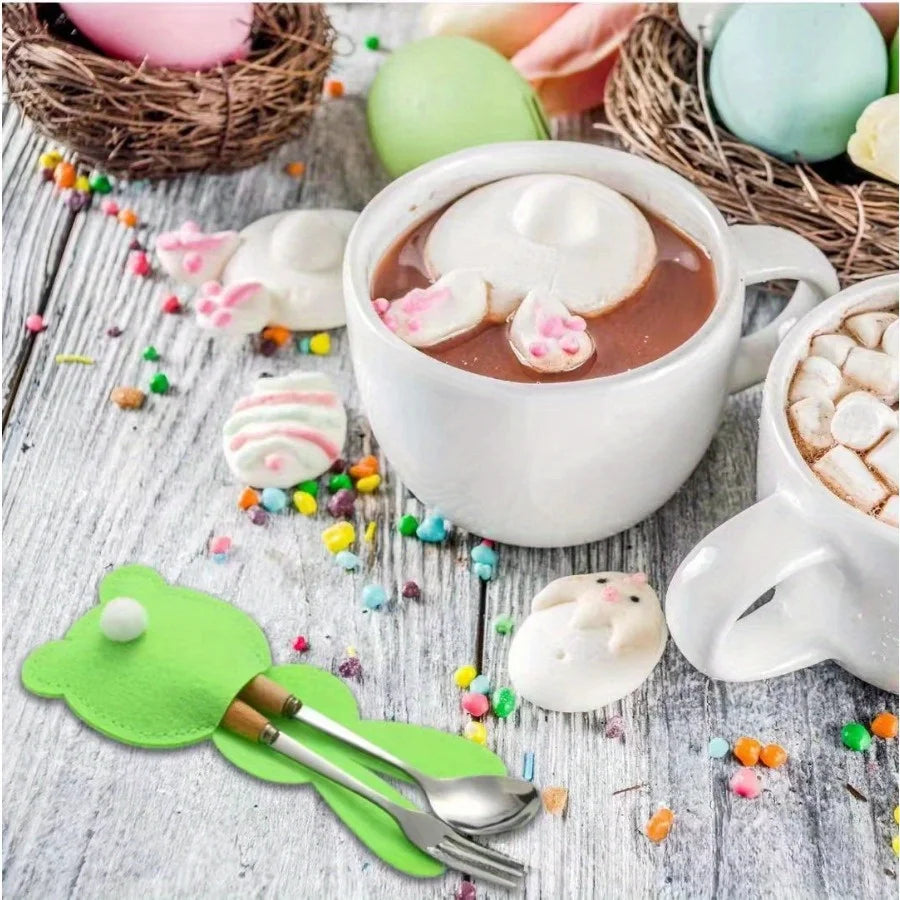 6pcs Easter Rabbit Felt Cutlery Bags – Egg Table Decoration Easter Table Decor Richie's