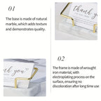 Marble Business Card Holder with Gold Metal Frame | Desktop Business Card Holder Richie's