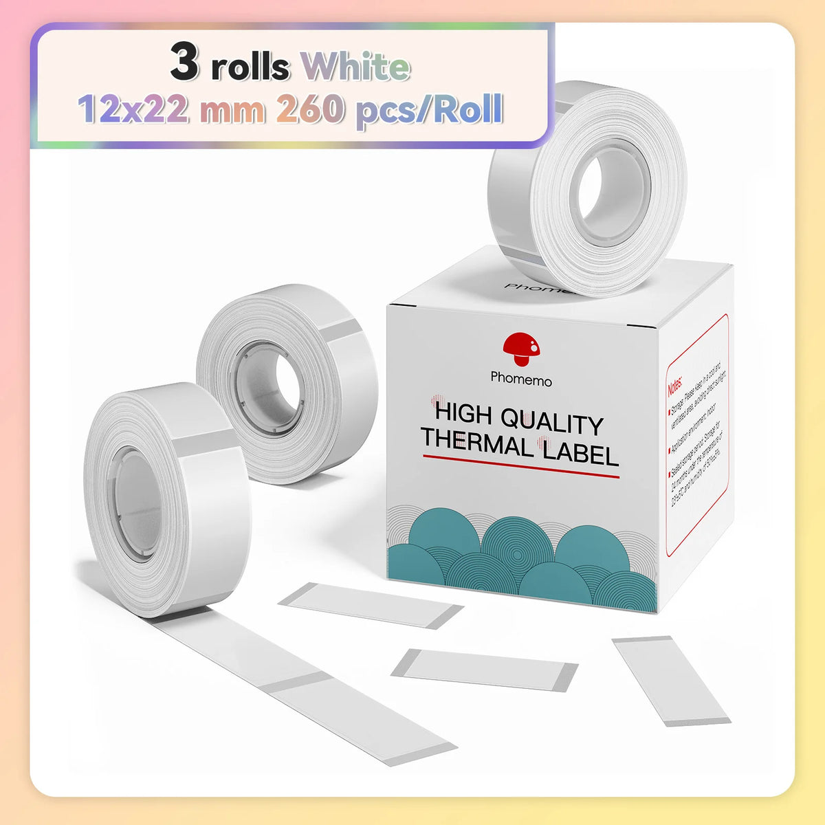 Phomemo Q30 White Waterproof Thermal Labels – 3 Rolls Thermal Label Rolls Richie's 12x22mm Sticker China Mainland