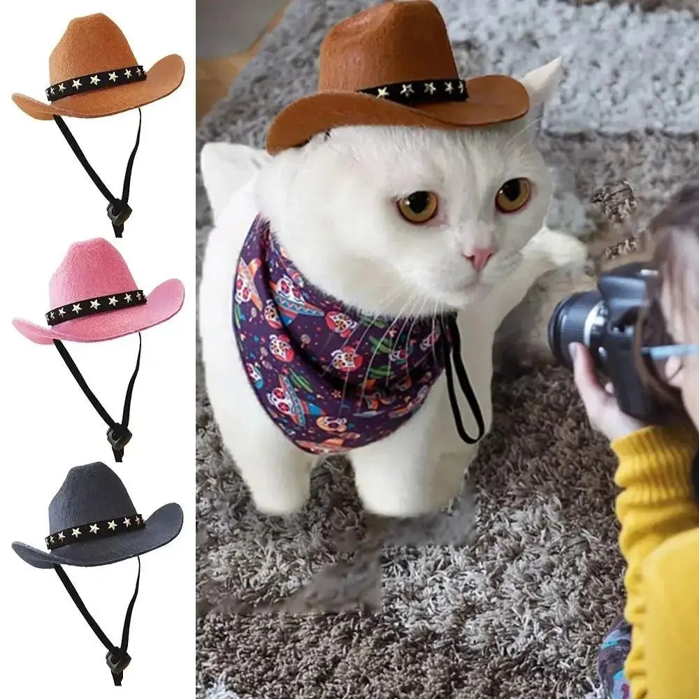 Adjustable Pet Cowboy Hat for Cats & Small Dogs | Summer Pet Costume Hat Richie's