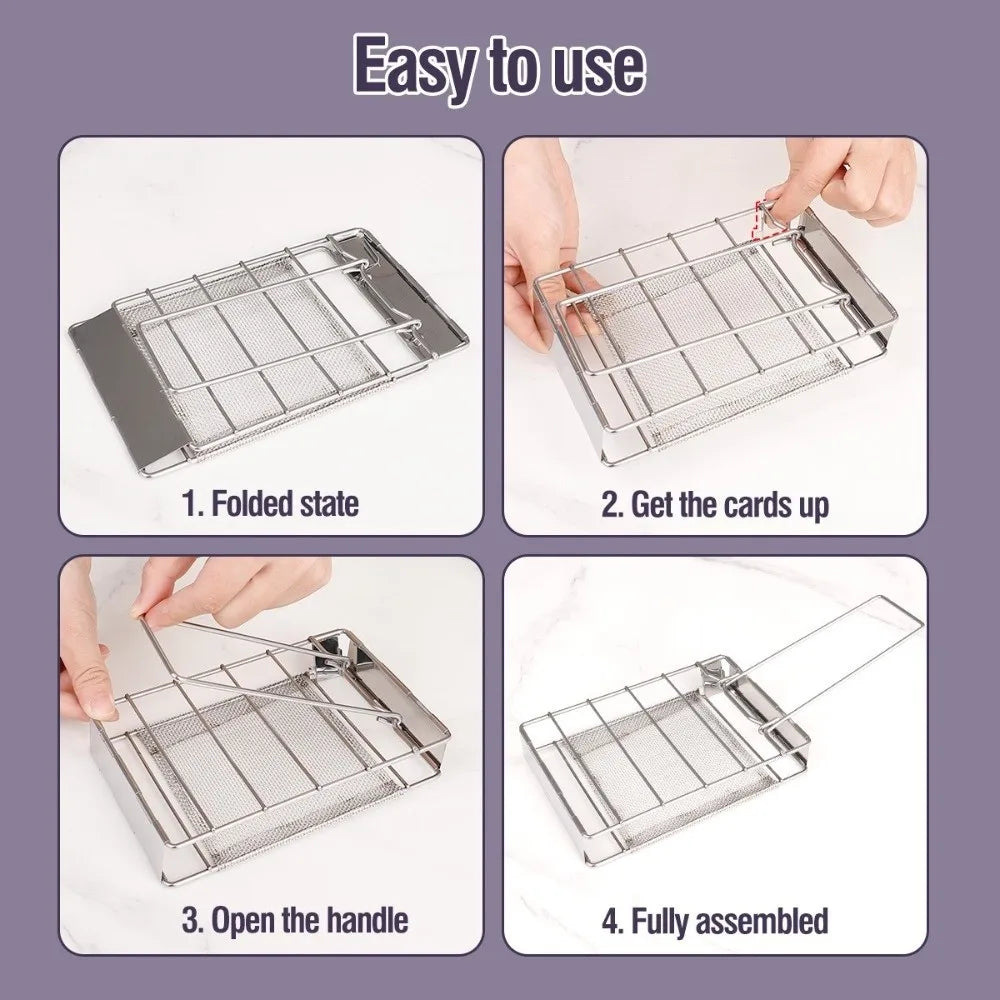 Foldable Stainless Steel Bread Grill Rack – Camping & BBQ Camping Grill Rack Richie's