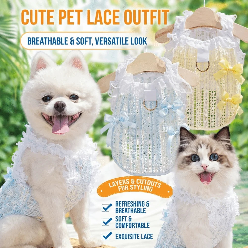 Cute Lace Bow Pet Princess Dress Vest for Cats & Dogs Pet Dress Vest Richie's