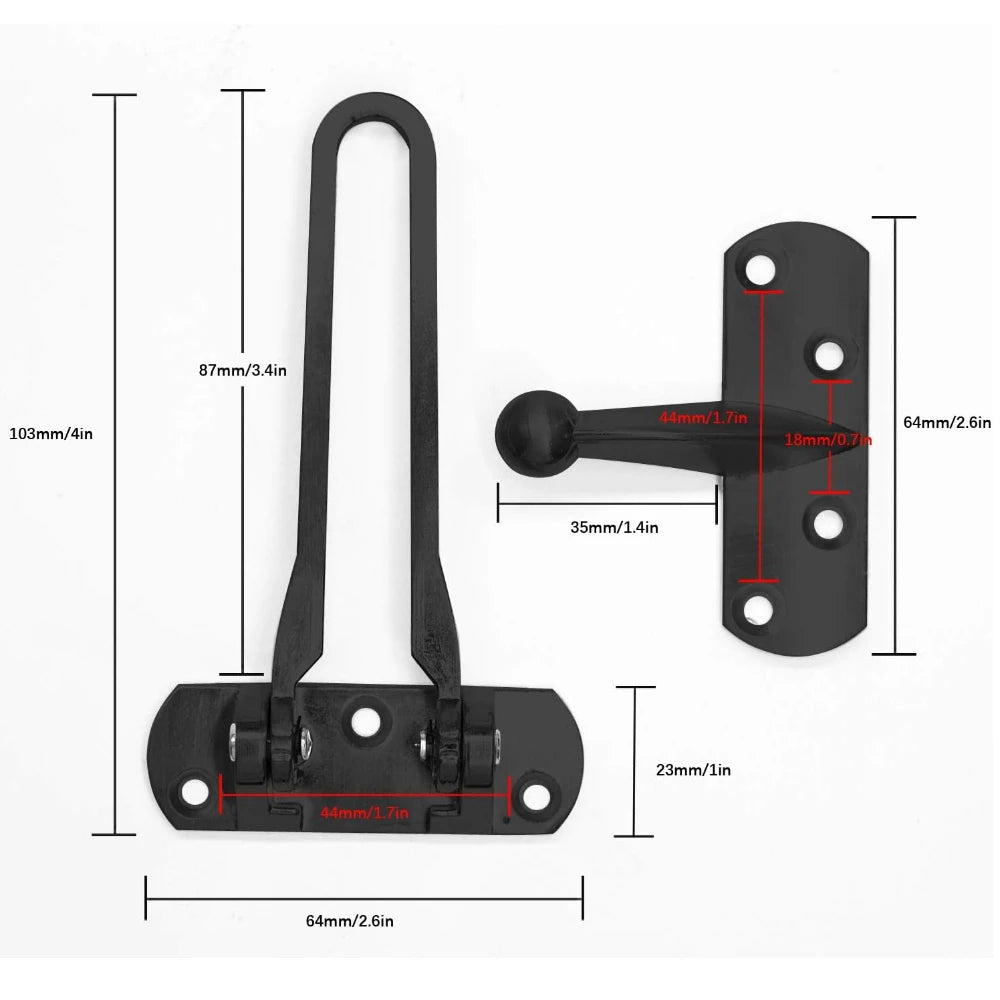 2-Pack Swing Bar Door Guard – Zinc Alloy Security Latch Lock Swing Bar Door Lock Richie's