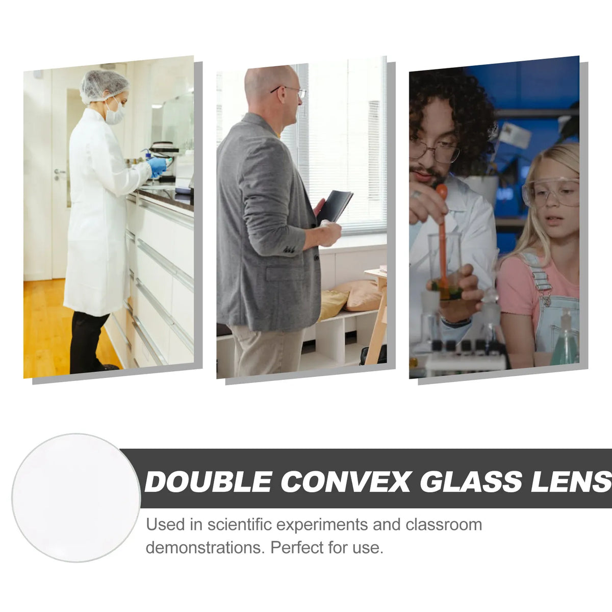 Double Convex Glass Lens 50mm 100mm FL – STEM Physics Lab Optical Glass Lens Richie's