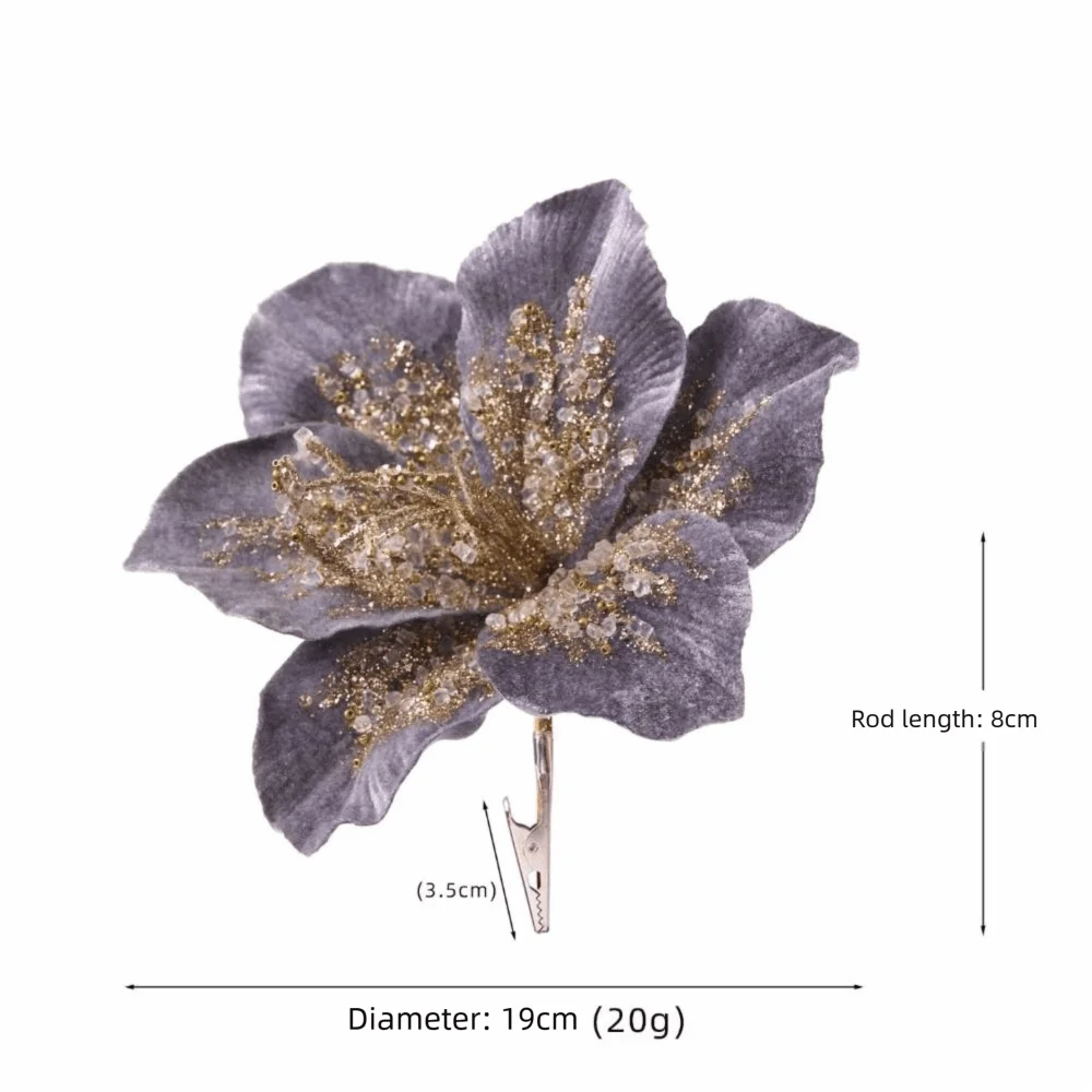 19cm Artificial Poinsettia Glitter Flower | Christmas Décor Artificial Christmas Flower Richie's