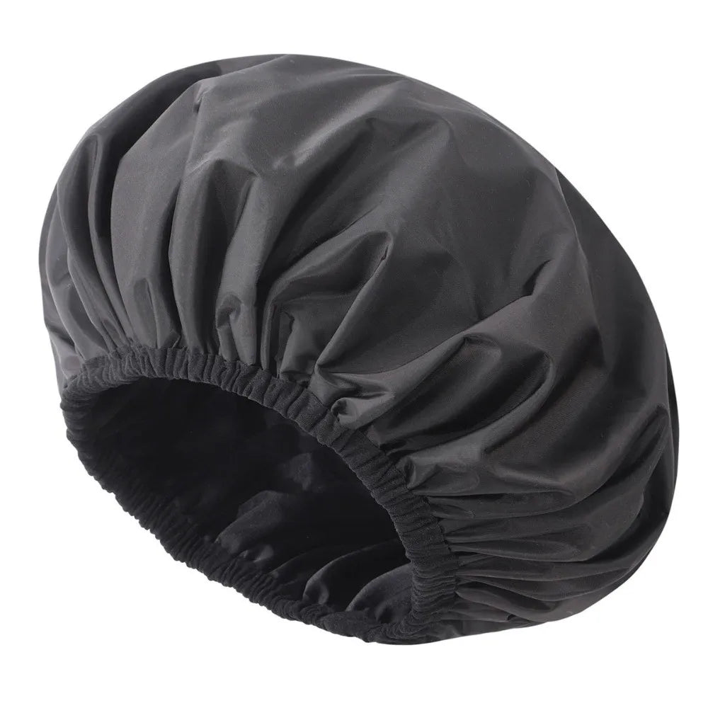 Waterproof Satin-Lined Reusable Shower Cap | Floral Bonnet Shower Cap Richie's Black