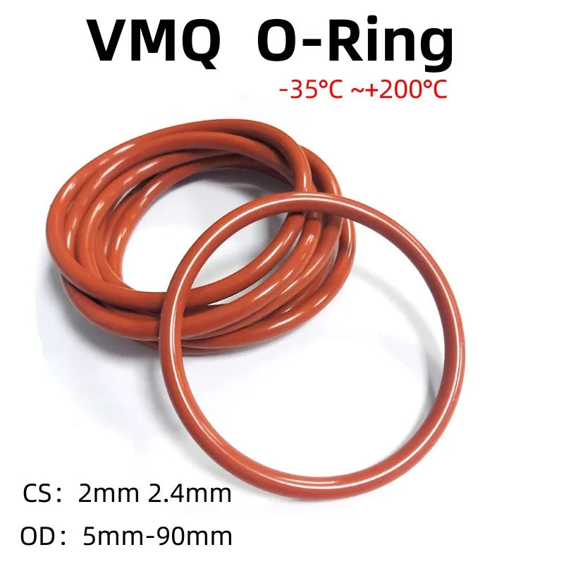 VMQ Food Grade Red Silicone O-Rings CS2mm 2.4mm | 10/50 Pcs Silicone O-Ring Gaskets Richie's 50pcs CS 2.4mm OD 23mm