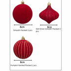 6-Pack 8CM Velvet Flocked Christmas Ball Ornaments | DIY Decor Christmas Ball Ornaments Richie's