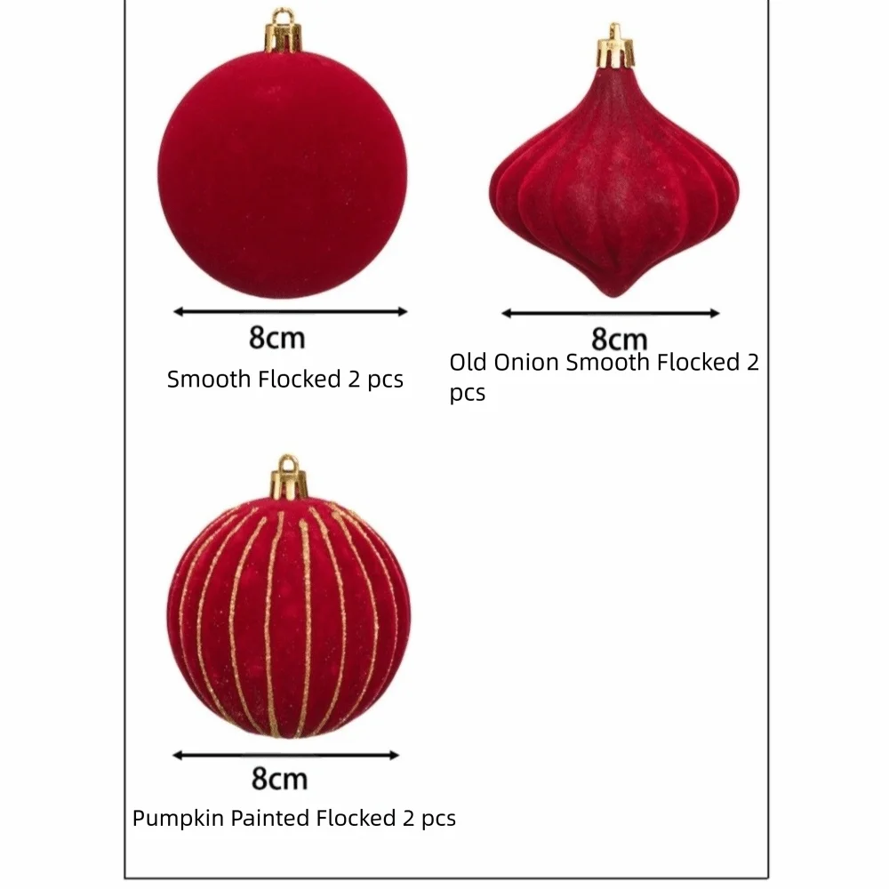 6-Pack 8CM Velvet Flocked Christmas Ball Ornaments | DIY Decor Christmas Ball Ornaments Richie's