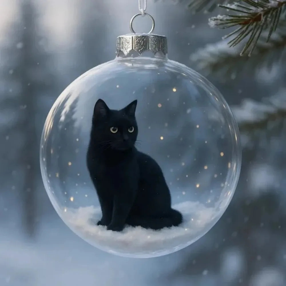 Cat Christmas Ball Ornament Acrylic Bauble DIY Pendant Christmas Ornament Richie's Style 1