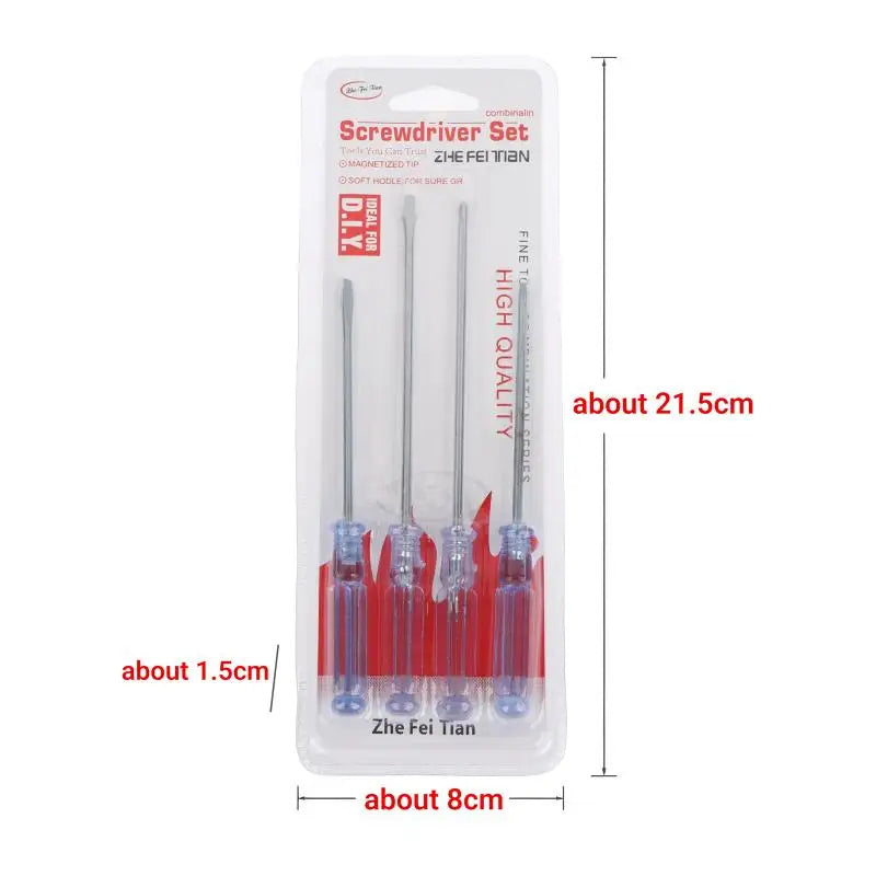 4-Piece Precision Screwdriver Set – Slotted & Cross Blue Handle Precision Screwdriver Set Richie's 1Set