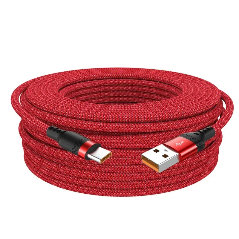 FUCHU 6A Fast Charging USB-C Cable – 1m to 8m Braided USB-C Charging Cable Richie's Red 1m