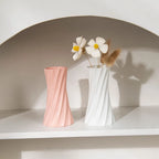 Nordic Plastic Flower Vase | Spiral Pattern Ceramic Look Decorative Flower Vase Richie's