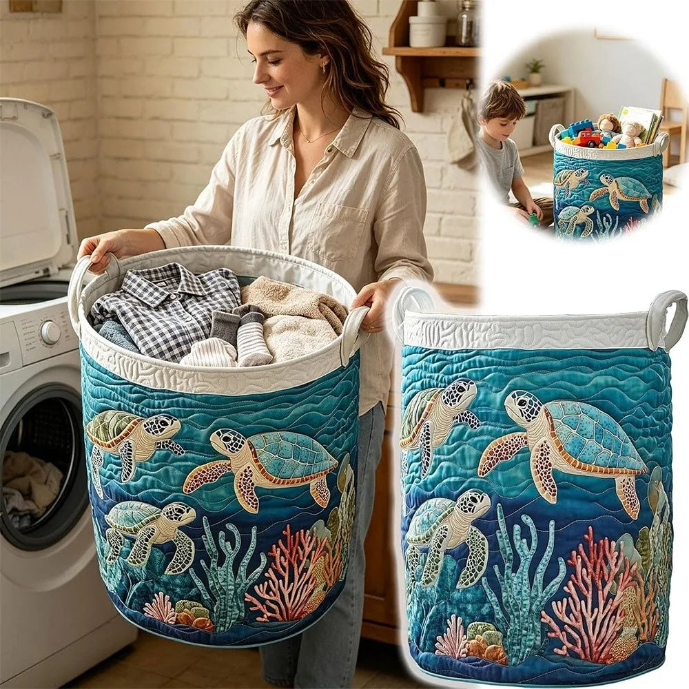Boho Quilted Laundry Basket with Handles – Large Floral Hamper Laundry Hamper Basket Richie's
