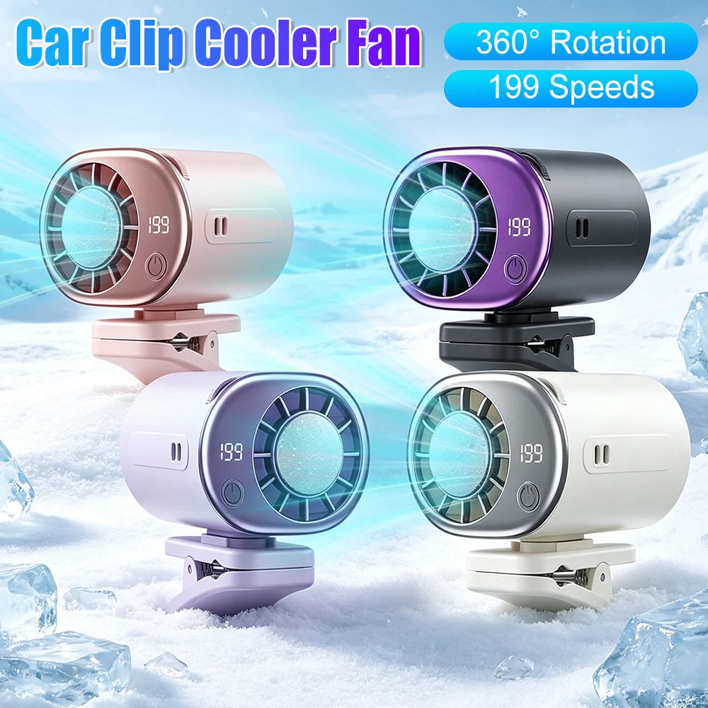 JOCESTYLE Clip-On Car Fan 199 Speeds LED Display | Portable Portable Clip Fan Richie's