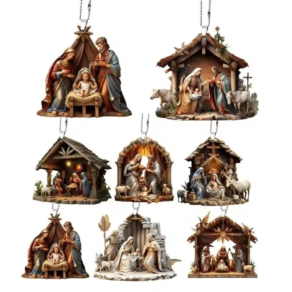 Acrylic Nativity Scene Christmas Pendant – Double Sided Ornament Christmas Ornament Richie's