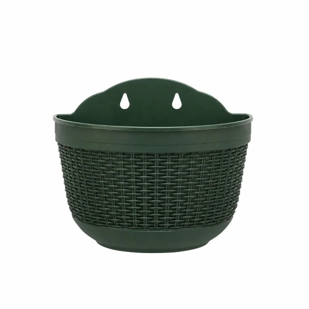 Wall-Mounted Rattan-Style Semi-Circular Hanging Flower Pot Hanging Wall Planter Richie's Green