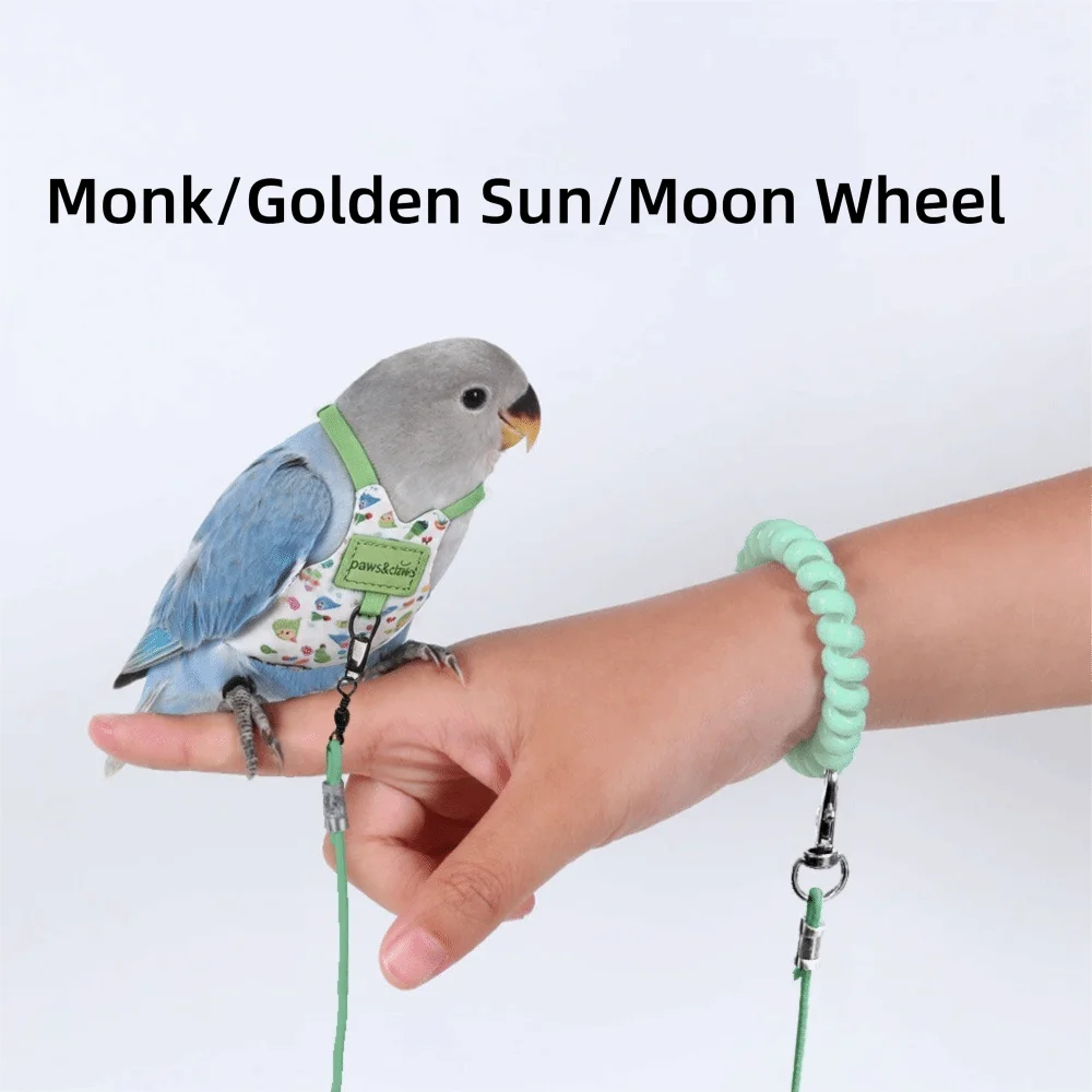 Adjustable Breathable Parrot Flight Harness & Walking Leash Bird Flight Harness Richie's Green-Style5