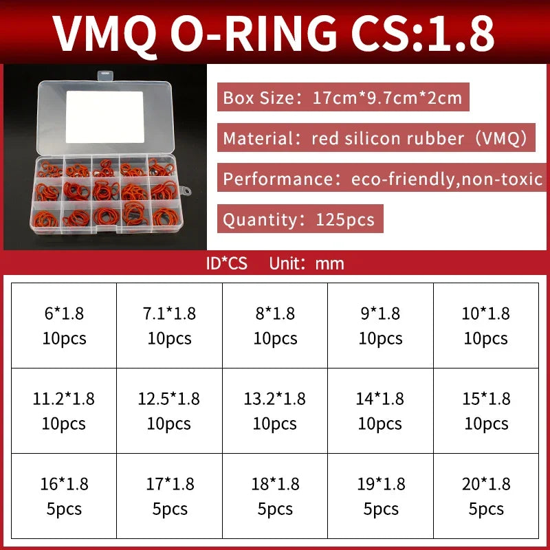 NBR Silicone FKM O-Ring Repair Kit – 1.8mm & 2.65mm Gasket Set O-Ring Repair Kit Richie's 85-VR-BW125M