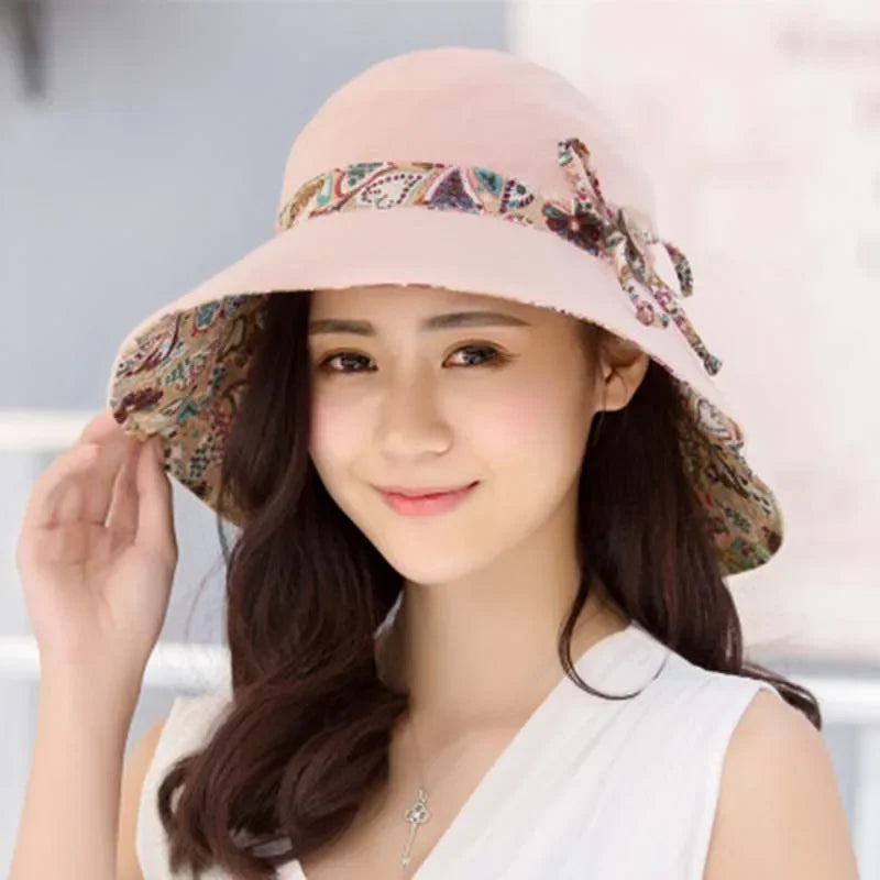 Women's Wide Brim UV Sun Hat | Cotton Beach Cap Women's Sun Hat Richie's Pink 56-58cm