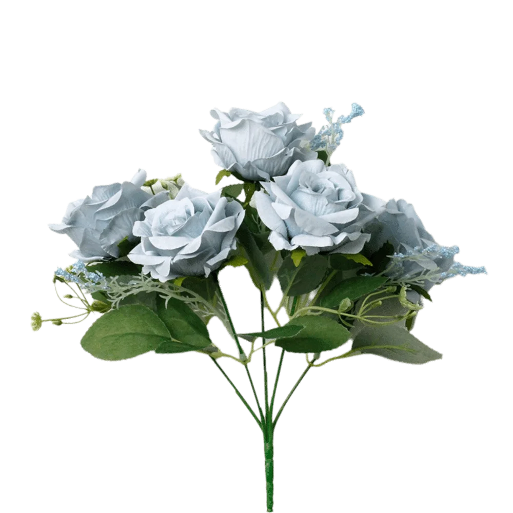 5-Head Silk Artificial Hydrangea Flowers – Lifelike Faux Bouquet Artificial Silk Flowers Richie's Blue