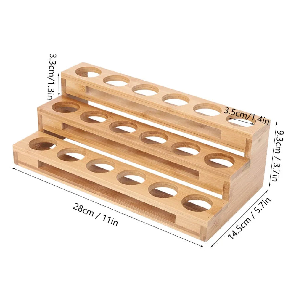 Wooden 3-Tier Essential Oil Display Rack – 18-Hole Organizer Essential Oil Rack Richie's