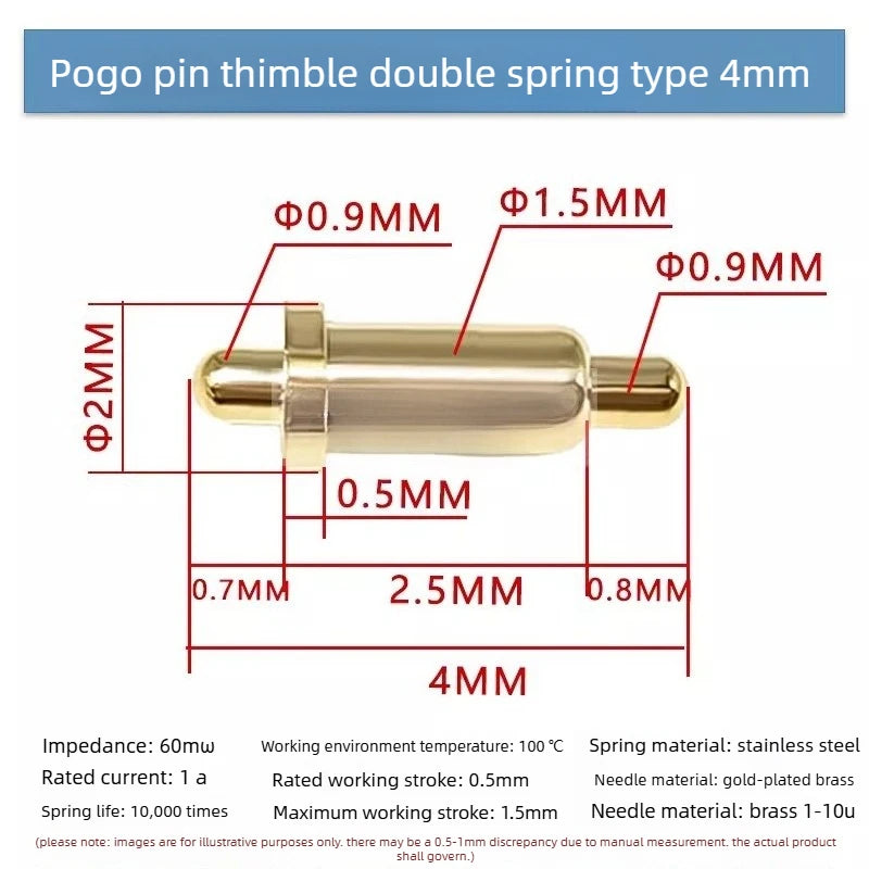 DIP SMD Double Spring PCB Pogo Pin Connectors 20/50/100 Pcs PCB Pogo Pin Connector Richie's