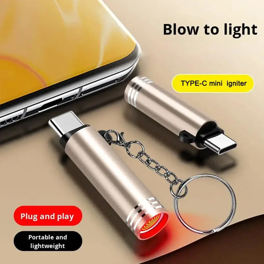 USB Type-C Flameless Windproof Lighter Keychain Gift USB Flameless Lighter Richie's
