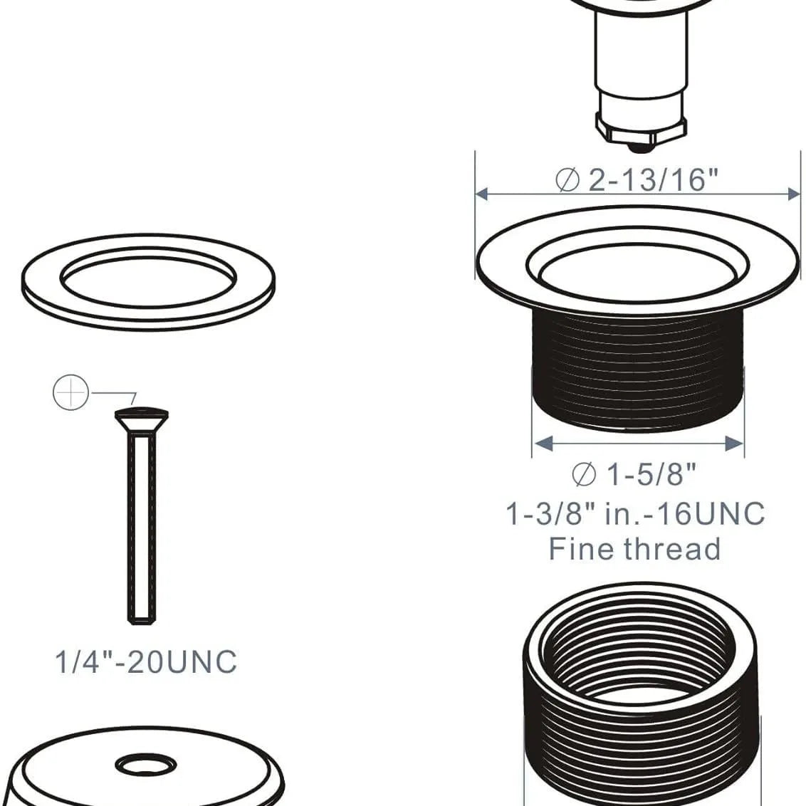 Bathtub Drain Full Set | Pop-Up Bouncing Core Drain Kit Bathtub Drain Kit Richie's