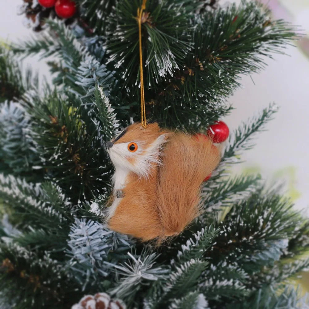 Faux Fur Animal Christmas Ornaments – Owl Bunny Squirrel Christmas Ornament Richie's Squirrel-Lanyard