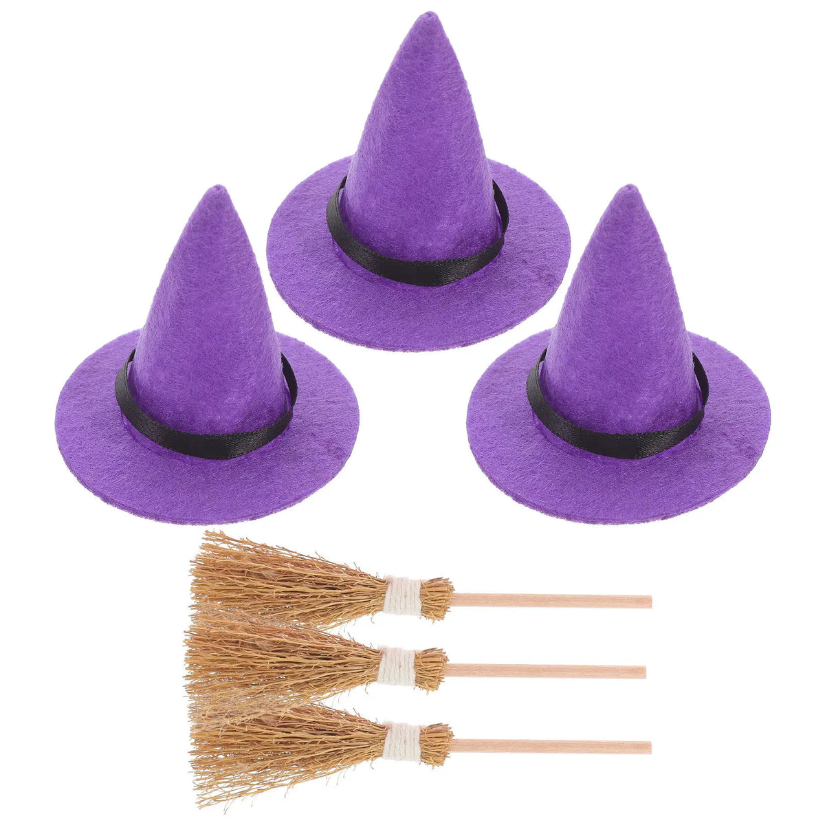 Miniature Witch Hat & Broom Set – Halloween DIY Craft Decor Halloween Craft Decor Richie's